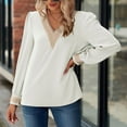 thumbnail image 5 of cfhntfmh Dressy Casual Shirts for Women Trendy Lace V Neck Basic Blouses Comfy Long Sleeve Embroidery Going out Tops, 5 of 7