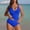 Blue, variant on Tankini Swimsuits for Women Solid Color V Neck Tummy Control Bathing Suit with Triangle Swim Trunks Two Piece