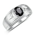 thumbnail image 3 of RYLOS Men's Rings 14K White Gold Classic 8X6MM Oval Gemstone &  Diamond Designer Ring Onyx October Birthstone Rings For Man Gold Rings Size 10, 3 of 7