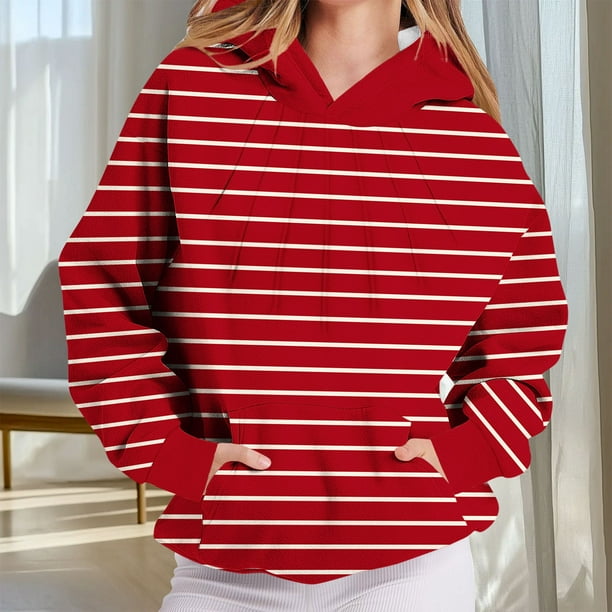 Ailaofu Women Stripe Pullover Long Sleeve Outwear Base Layer Warm Soft Fall Winter Top