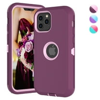 Njjex iPhone 12 Pro Max Cases, Sturdy Phone Case for iPhone 12 Pro Max 6.7", Full-Body Shockproof Protection Heavy Duty Armor Hard Plastic Rubber Rugged Bumper 3-in-1 Case Cover - Burgundy