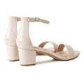 thumbnail image 3 of J. Adams Daisy Nude Block Heel Sandals for Women, Ankle Strap Block Heel Open Toe Dress Shoes - Chunky Heels, 3 of 7