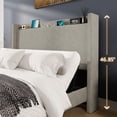thumbnail image 6 of Merluxy Full Bed Frame,Smart Adjustable Bed Base,Charging Station,Storage Wingback Headboard,Corduroy Light Grey, 6 of 8
