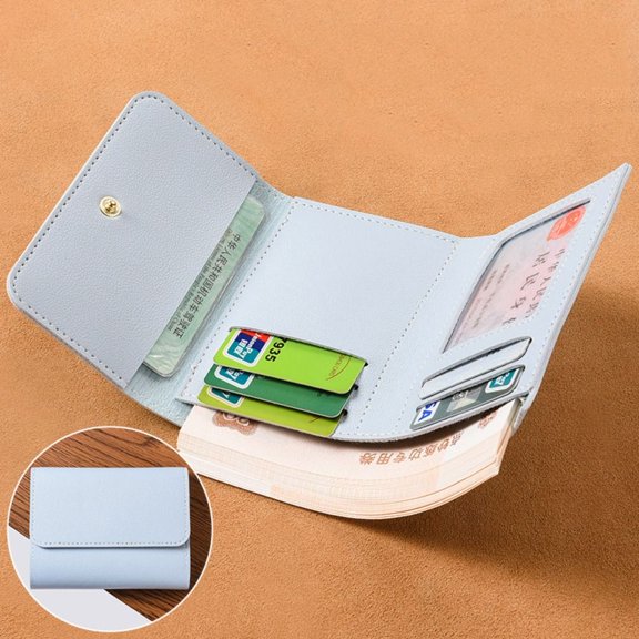 PU Leather Men Women Solid Color Leather Purses Multi-card Slot Card Holder Card Case ID Package Business Card Case BLUE