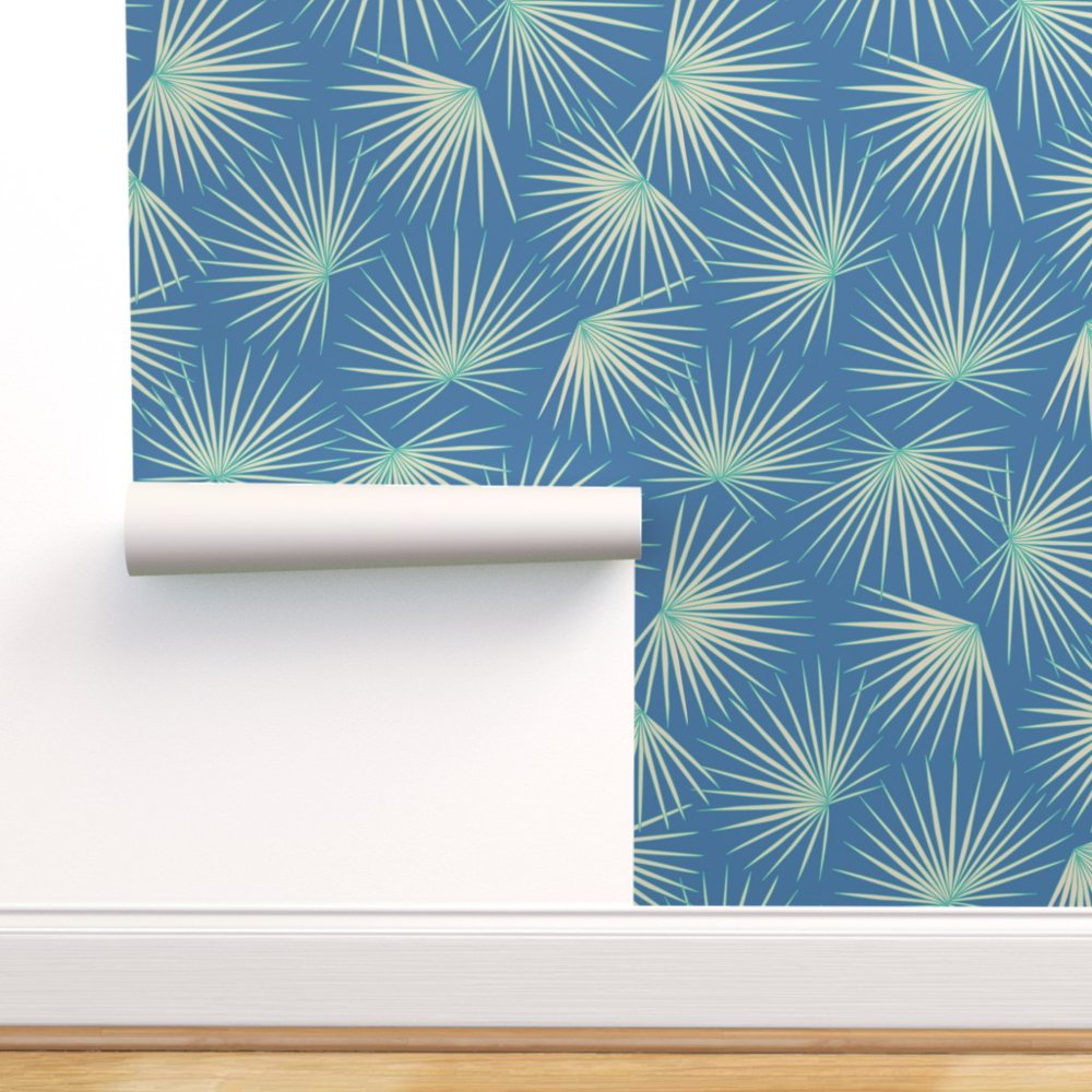 Peel-and-Stick Removable Wallpaper Palm Leaf Fronds Tropical Mod Beach