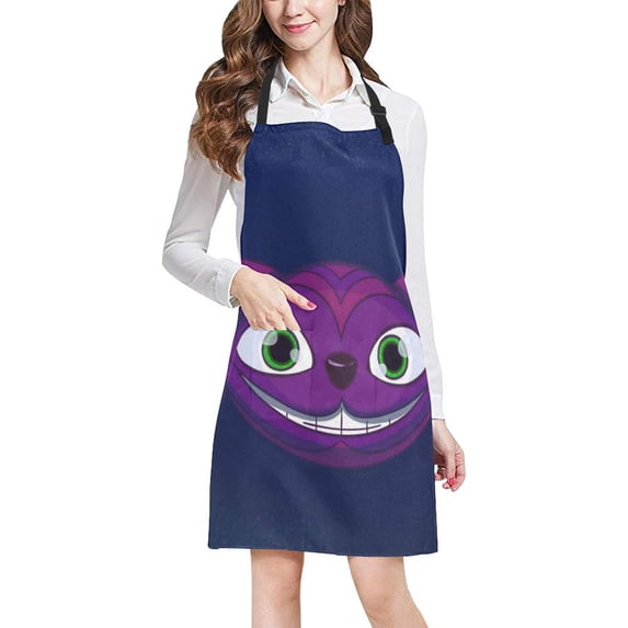 ASHLEIGH Cat Big Smiley Face Adjustable Bib Apron for Cooking Baking Gardening Home Kitchen Apron for Women Men with Pockets