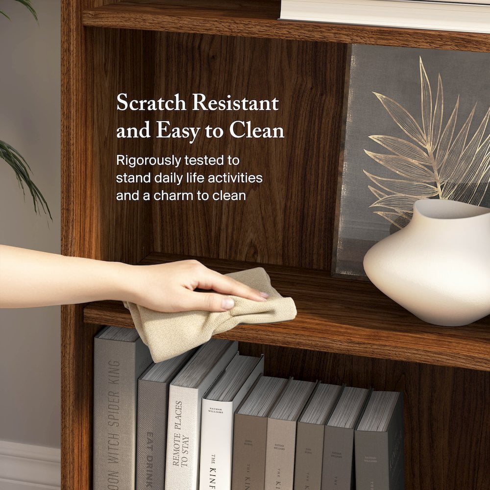 Cabot Tall 5 Shelf Bookcase in Modern Walnut - Engineered Wood