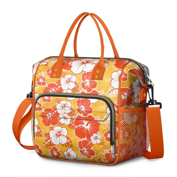 Pioneer Flower Floral Print Pattern Womens Lunch Box for Work,Insulated Large Lunch Bag for Tween and Teen,Loncheras Para Mujer,Leakproof Adult Lunch Bag for Work,Beach,Travel,Picnic,Camping