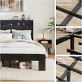 thumbnail image 2 of JERFIT King Size Bed Frame with Storage Headboard, USB Charging Station, LED Lights Under Bed Storage Space, Wood Platform Bed, Noise Free, Easy Assembly, No Box Spring Needed, Dark Black, 2 of 6