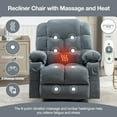 thumbnail image 3 of Power Recliner Chair for Adults, UHOMEPRO Swivel Recliner Chair with Massage and Heat, Manual Nursery Rocker Chair Sofa with USB Port, Modern Living Room Lounge Chair with Side Pockets, Blue, 3 of 10