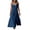 Navy, variant on Women's Spaghetti Strap Maxi Dress Lace V-Neck Button Front Elastic Waist Tiered Flowy Dress for Beach Vacation Red M