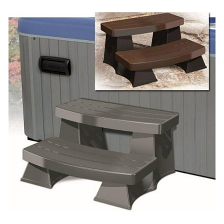 Sure Step 2 Spa Step - Espresso - Durable Outdoor Hot Tub Steps - UV Stabilized HDPE - Zero Maintenance - Fits Round & Rectangular Spas - Made in USA