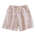 thumbnail image 3 of MKLEKYY Pantalones Cortos Deportivos para Mujer, Lavados A Cuadros, para Hombre y Mujer, de Verano, Estilo Fino con Bolsillos Laterales, Pantalones de Casa, Pantalones Capri, Pantalones de Playa., 3 of 3
