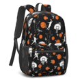 thumbnail image 2 of Basketball and Silhouette Black Pattern 17" Waterproof Oxford School Backpacks for Teens, S-Shape Padded Straps, for School, Travel, Hiking, Camping, 2 of 5