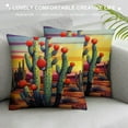 thumbnail image 3 of MLJA Spring Throw Pillow Covers Landscape Scenic Cactus Sunset Plants Southwestern Red Yellow Cozys Washable Soft Decor Living Room Chair Sofa Couch Square Pillow Covers, 3 of 5