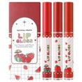 CAKVIICA Velvet Pink Lip Glaze Non Stick Cup Three Fruits Set Lip Gloss Color Cute Set Lipstick ...