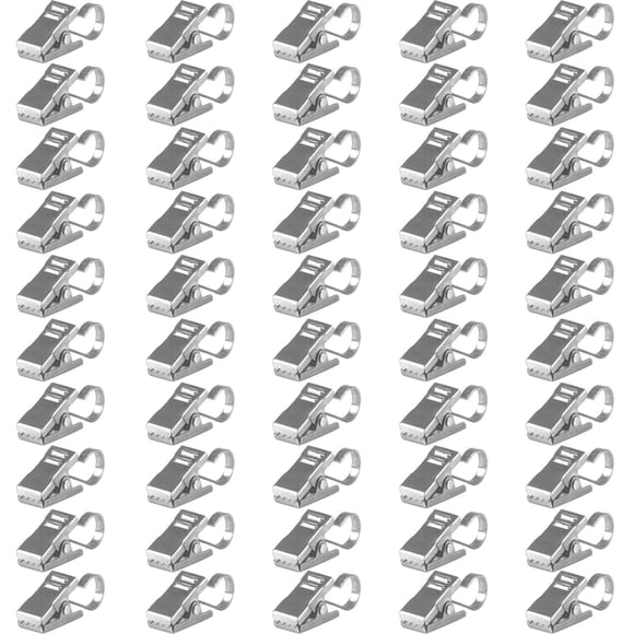 Bihrtc Paquete De 50 Clips De Cortina De Acero Inoxidable Engrosado Con Ganchos Colgador De Luces Soporte De Alambre De Metal Pequeño Para Ducha Decoración Del Hogar Fotos Imagen Artes Manualidades Ex