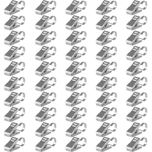 Bihrtc Paquete De 50 Clips De Cortina De Acero Inoxidable Engrosado Con Ganchos Colgador De Luces Soporte De Alambre De Metal Pequeño Para Ducha Decoración Del Hogar Fotos Imagen Artes Manualidades Ex