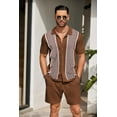 thumbnail image 2 of Men's 2 Piece Outfit Summer Outfits Fashion Casual Short Sleeve Polo Suit Vintage Short Sleeve Button Down Knit  Shirts Casual Beach Shorts Sets, 2 of 9