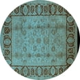 thumbnail image 1 of Ahgly Company Indoor Round Oriental Light Blue Traditional Area Rugs, 3' Round, 1 of 4