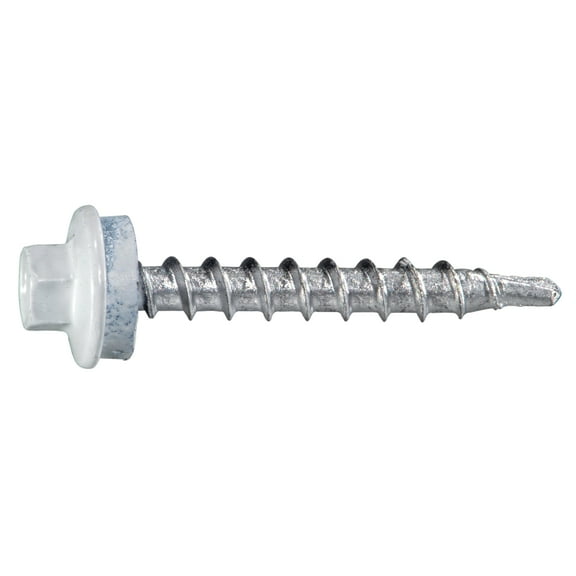#10-14 x 1-1/2" White Painted Steel Hex Washer Head Pole Barn Self-Drilling Screws SSHW-142