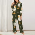 thumbnail image 2 of Gukieu Mallard Ducks Wild Birds Print Women's Long Sleeve Pajama Set, Button Top Elastic Pocket Pajama Pants Two Piece Set Home Wear-Small, 2 of 7