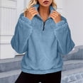 thumbnail image 6 of Women Fuzzy Sherpa Plush Quarter Zip Sweatshirt Sevevn Stand Collar Long Sleeve Side Pocket Oversized Warm Casual Pullover Tops, 6 of 6
