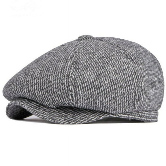 SikaFu Men Cap Hat Thick Warm Winter Wool Hat Male Ivy Octagonal Newsboy Flat Cap Vintage Beret Hat Elder Man Earflap Beret Cap