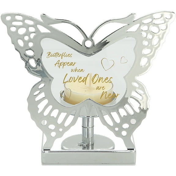 Pavilion Gift Company Butterflies 4.25" Glass Butterfly Tea Light Holder
