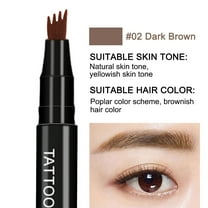 Hauiodp Microblade Brow Pen,4-Tip Microblade Brow Pen,Liquid Water Eyebrow Pencil 3D Simulation, Eyebrow Color Rendering, Natural Sweat Eyebrow Pencil, Four Colors