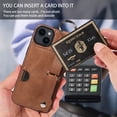 thumbnail image 6 of ShellTech for Ring Holder iPhone 15 Case , Shockproof Leather Hand Strap Kickstand Card Slot Case TPU Back Cover for iPhone 15,Brown, 6 of 9