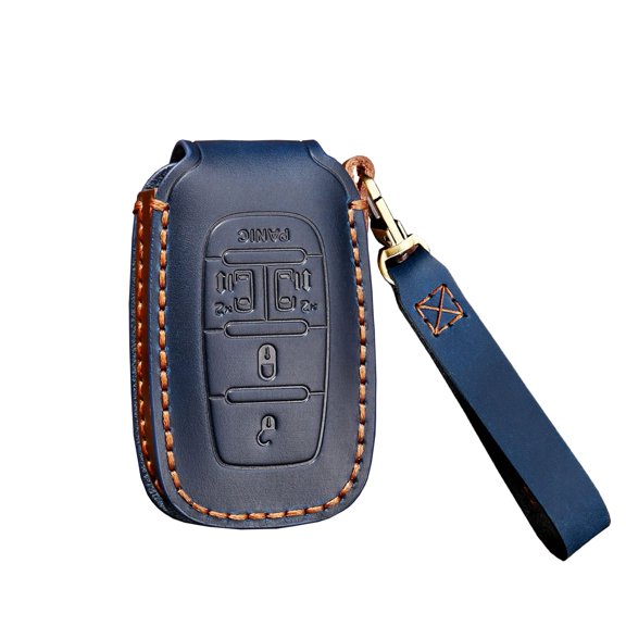 Leather Key Fob Protector for Chrysler Pacifica Hybrid Voyager Keyless Keychain Holder Full Protection Key Cover Case  5 Button