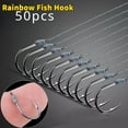thumbnail image 2 of 50pcs Pre-tied Fishing Hooks with Leader Rigging, High Carbon Steel Hooks with PE Line, Universal Size for Freshwater Fishing, 2 of 10