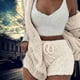thumbnail image 2 of Conjunto de 3 unids/set de punto acogedor, pantalones cortos, suéter y abrigo, traje cálido informal para mujeres y hombres, novedad de 2021, 2 of 3