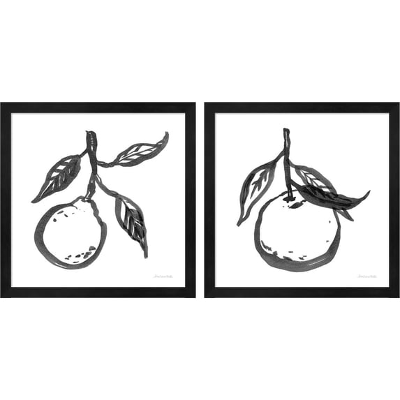 Great Art Now Ink Orange by Sara Zieve Miller, 2 Piece Framed Art Set Each 13.25"W x 13.25"H