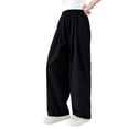 thumbnail image 4 of Afdoent Girls Pants Loose Fit Wide Leg Pants For Girls Soft Crinkle Ice Silk Trousers Casual Bottoms Lightweight, 4 of 4