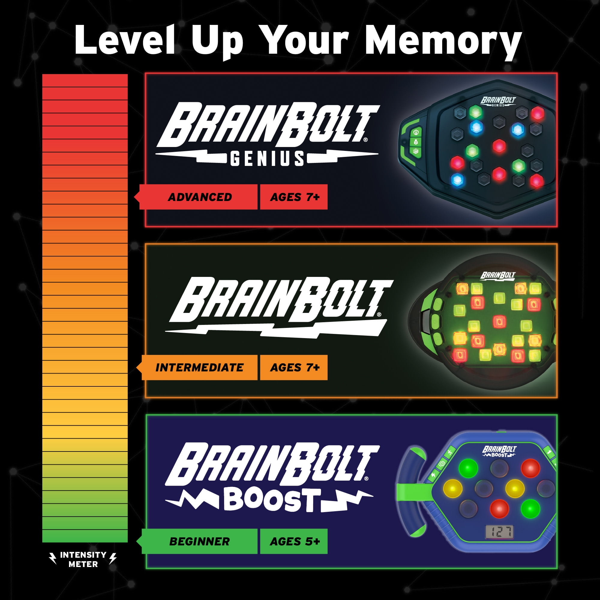 Educational Insights BrainBolt Boost Handheld Electronic Memory Game, Kids and Adults Ages 5+