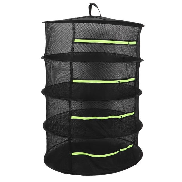 Cesta De Secado De Hierbas Red De Malla Seca De Almacenamiento Rápido Y Eficiente Red De Plantas De Hierbas De Diseño Plegable Negro Con Cuerda Elástica Para Patio ANGGREK Otros