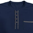 thumbnail image 7 of JUSLIO Button-Up Long Sleeve T Shirts for Men Cotton with Pockets Tops Solid Long sleeve Round Neck Tops Navy 3XL, 7 of 7