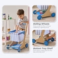 thumbnail image 2 of Teamson Kids Little Helper Kids Wooden Shopping Cart with 13 Pretend Groceries, Soft Rotating Wheels, Durable Toddler Toy for Ages 3 and Up, Blue, 2 of 9