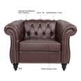 thumbnail image 2 of 1 Seat Sofa Chair Singe Sofa PU Rolled Arm Sofa with Silver Studs Trim and Solid Wooden Legs, Super Classic Living Room Sofa with Supple Leather, Chaise Lounge Sofa TV Sofa Upholstered Arm Sofa, 2 of 9