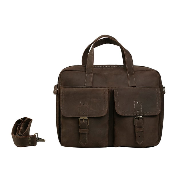 PORTAFOLIO MALETÍN CON DOS BOLSAS TONO CAFÉ
