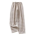 thumbnail image 4 of BRGZLK Pants Women Rawstring Pants Cotton Wide Leg Y2K Plaid Pajamas Pants Elastic High Waist Checkered Lounge Pj Pants Going Out Trousers, 4 of 4