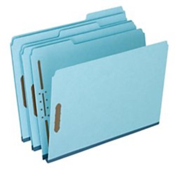 (R) HeavyDuty Pressboard Folders With Embossed Fasteners, Letter Size, 50 Recycled, Blue, Pack