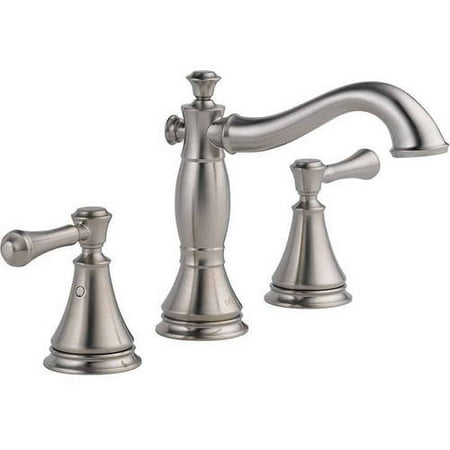 Handle Widespread Bridge Faucet - Delta Cassidy Widespread Lavatory Faucet with Metal Lever Handles and Metal Pop-Up, Available in Various Colors