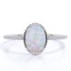 thumbnail image 1 of JeenMata Anillo de Compromiso Antiguo de 1,75 Uds con Ópalo Real de Talla Ovalada y Moissanita en Oro Blanco de 18 K sobre Plata, 1 of 6
