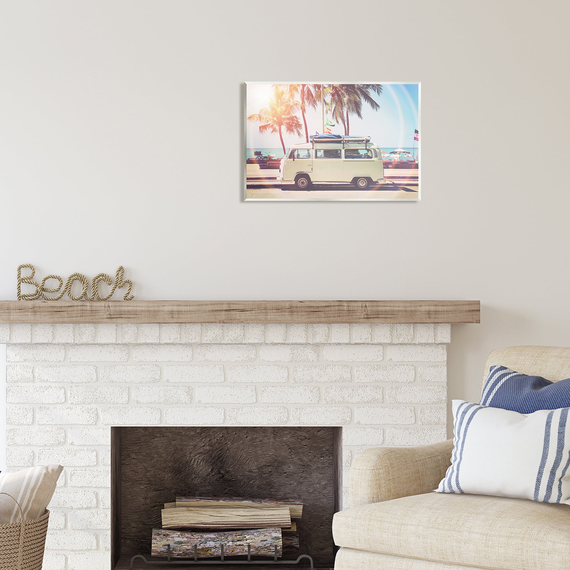 Stupell Industries Tropical Minibus on Beach Transportation Photography Unframed Art Print Wall Art, 19 x 13