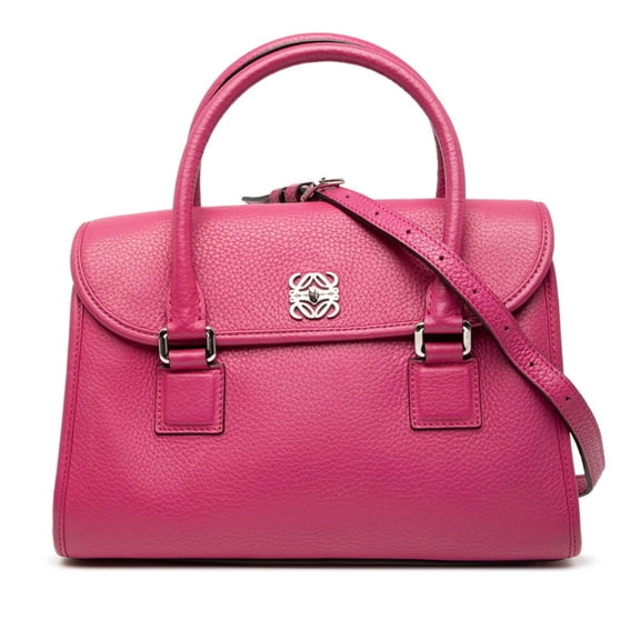 Pre-Owned LOEWE Anagram Alamo 28 Handbag/Shoulder Bag, 2-Way, Pink Leather, Women's
