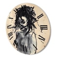 thumbnail image 3 of Designart 'Black and White Portrait of African American Woman V' Modern Wood Wall Clock, 3 of 5