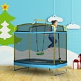 thumbnail image 2 of Outdoor Play Equipment Qaba 3-in-1 Trampoline for Kids, 6.9' Kids Trampoline with Enclosure, Swing, Gymnastics Bar, Toddler Trampoline for Outdoor/Indoor Use, Light Blue,Backyard Playset, 2 of 7